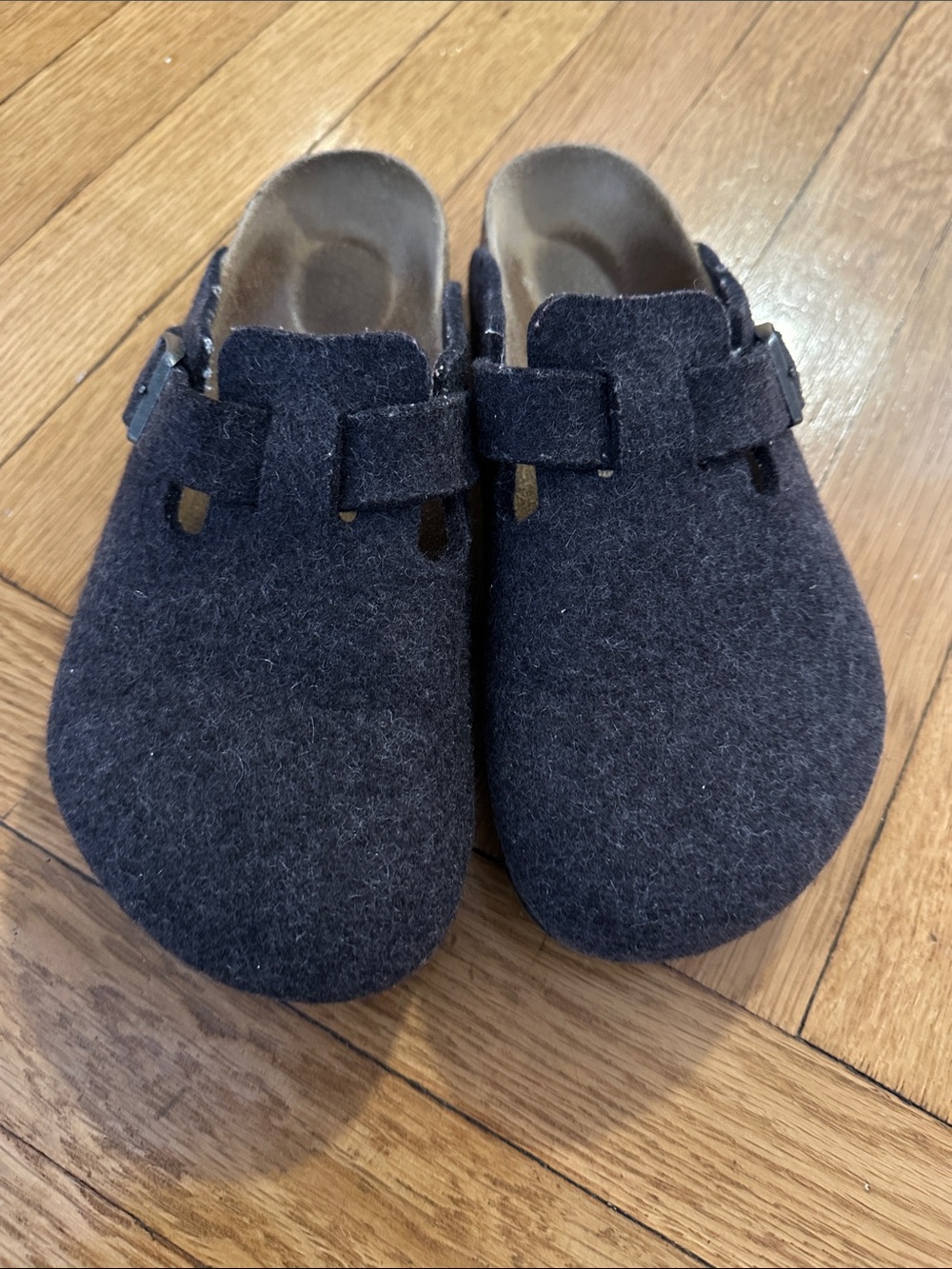 Birkenstock Wool Felt Boston Clog in Dark Gray with Buckle